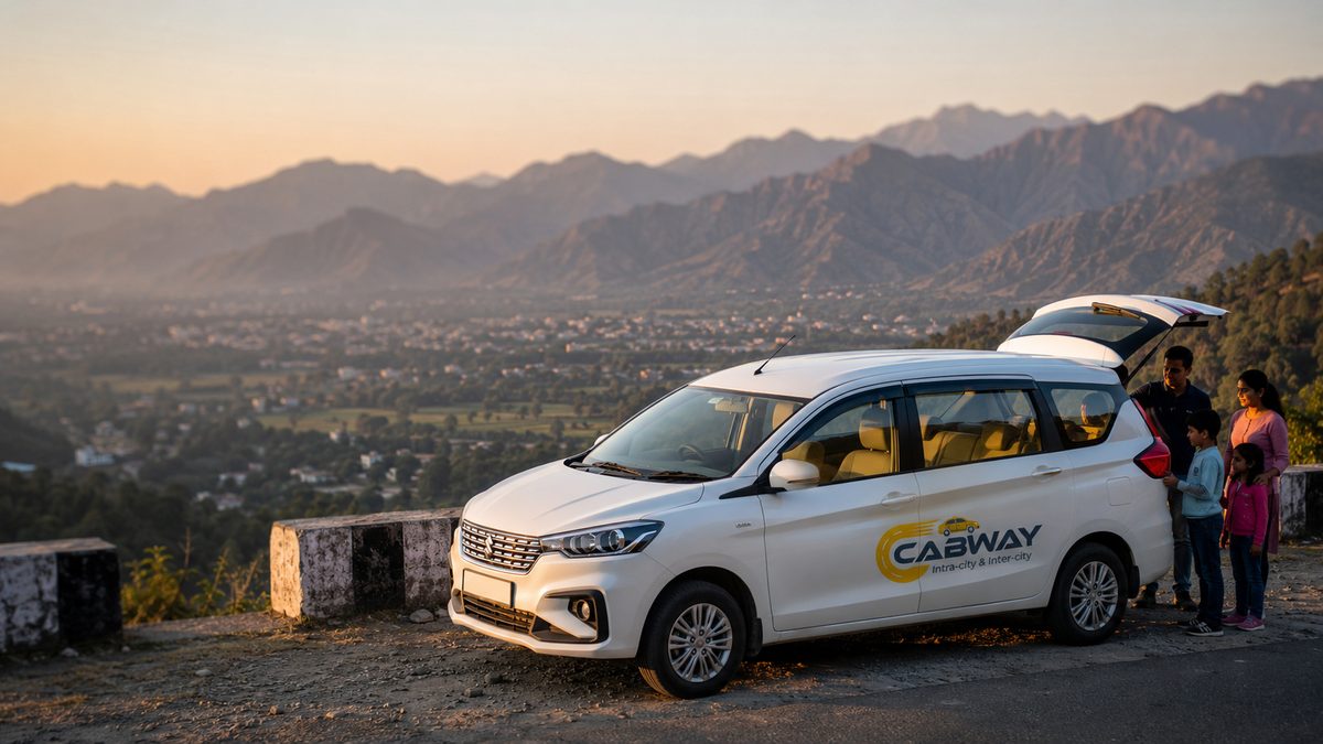 Cabway SUV on an outstation trip in the Dehradun hills